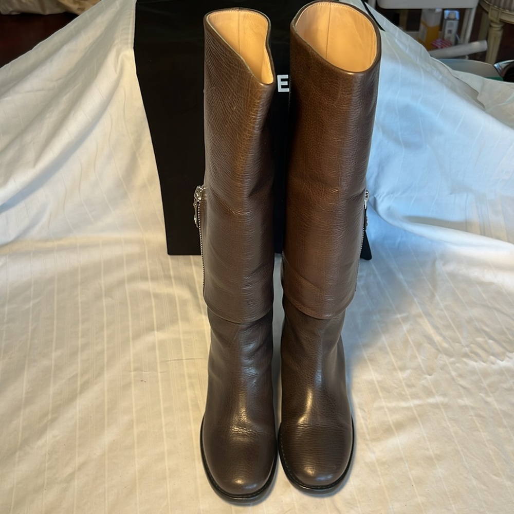 Chanel brown leather boots, sz 36.5 - Picture 8 of 11